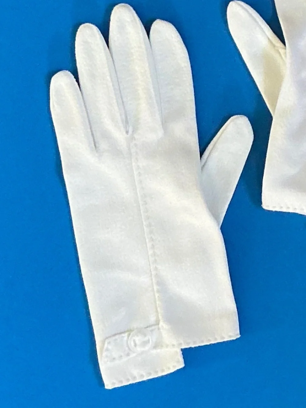 Vintage 1950s Hansen Formal Wrist Ivory Gloves Size 7 Mid Century